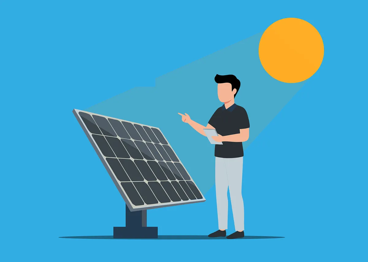 Ilustración de una persona consultando el plazo de amortización de una instalación de placas solares
