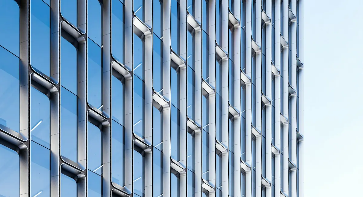 Fachada de un edificio de viviendas con muchas ventanas